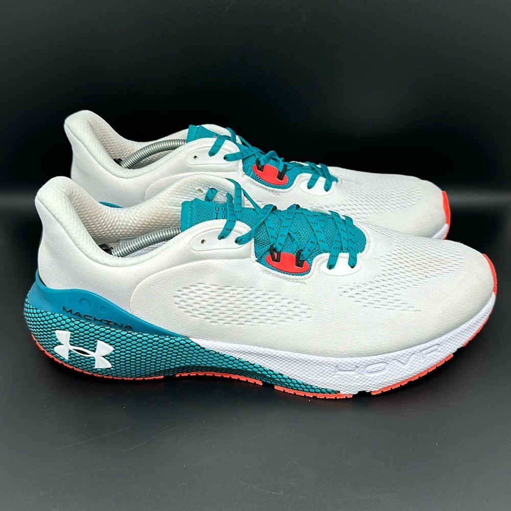Under Armour HOVR Machina 3 White Teal Running Shoes 3024899-105 Men's Sz 15